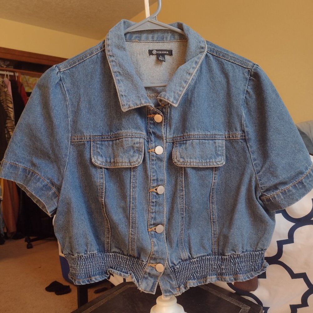 Denim Crop Short Sleeve Jacket